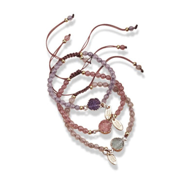 Natural Stone Bead & Druzy Accent 3 pc Bracelet Set-BEST PRICE!